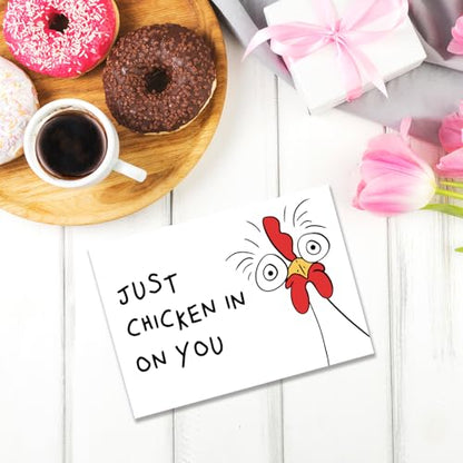 Funny Thinking of You Card, Humorous Chicken Encouragement Cards, Funny Get Well Get Better Cards, Humor Miss You Gift for Friend, Chicken in on You! - color: #2