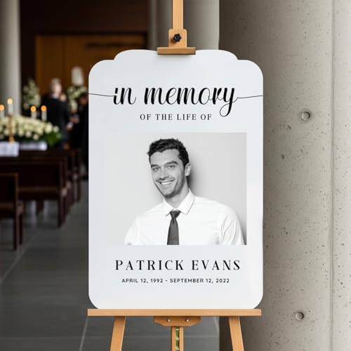 Personalized In Memory Of The Life Funeral Sign With Photo (Paper) - color: Sign 2