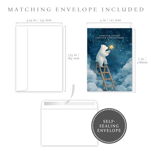 Hat Acrobat Miscarriage Sympathy Card with Envelope - Pregnancy Loss Card with Heartfelt Message Inside - Infant Loss Bereavement Gift for Grieving Mother - color: Forever Star