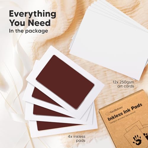 4pk Inkless Baby Hand and Footprint Kit, Mess Free Ink Pads (Auburn, R) | Newborn Keepsake, Dog Nose, Paw Print Kit, Clean Touch Ink Pads, Baby Handprints Footprints Kit, New Mom Gifts - color: Auburn, size: 4-Pack, Regular 2.3" x 3.7"