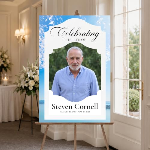 Personalized Editable Funeral Welcome Sign, SEA Funeral Welcome Sign - Celebration of Life Decoration | Beach Large Funeral Sign | Memorial Sign | Funeral Decor - color: #Version 11