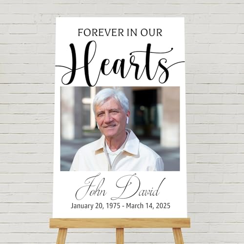 Memorial Funeral Sign, Heart Funeral Welcome Sign, 12' x 18' PVC, Double-Sided, Weather Resistant - color: Version 8