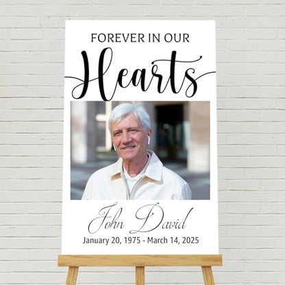 Memorial Funeral Sign, Heart Funeral Welcome Sign, 12' x 18' PVC, Double-Sided, Weather Resistant - color: Version 8