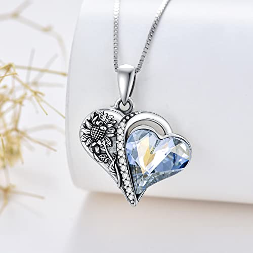 PELOVNY Urn Necklaces for Ashes of Loved Ones 925 Sterling Silver Personalized Heart Locket Urn Necklace Cremation Keepsake Memorial Jewelry Gifts for Women Men - color: Sunflower Urn