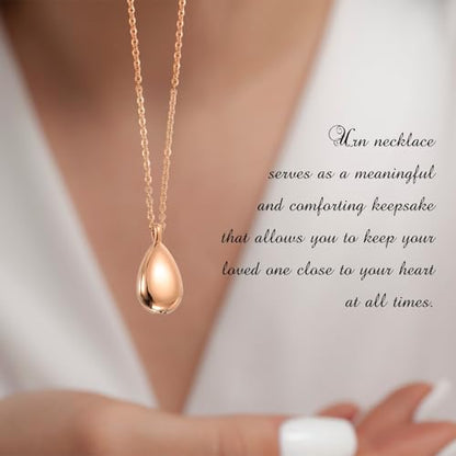 uxcell Drop Cremation Necklace Waterproof Keepsake Pendant with Funnel Kit for Ashes - color: Rose Gold