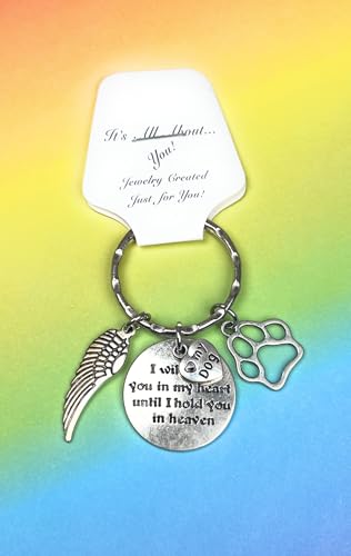 I Will Hold You in My Heart Until I Hold You in Heaven Angel Wing Pet Memorial Gift Sympathy Canine Pooch Pup Beloved Companion Four-legged Friend Fur Baby Puppy Paw I Love My Dog Keychain 114P