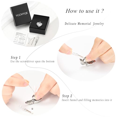 Cremation Jewelry Angel Wing Stainless Steel Heart Urn Necklaces for Ashes Memorial Keepsake Pendant for Women Men - color: Silver-Grandma