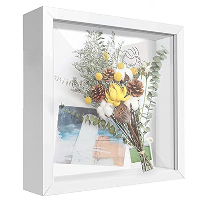 Shadow Box Frame 8x8 with Letter Stickers (White, 8x8) - color: White, size: 8" x 8"