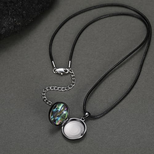 MEDWISE 925 Sterling Silver Locket Necklace That Holds Pictures Photo Necklace Oxidized Rose Flower/Sunflower/Compass/Celtic Heart Pendnat Lockets Gifts for Women Birthday Christmas Gifts - style: I-Wolf