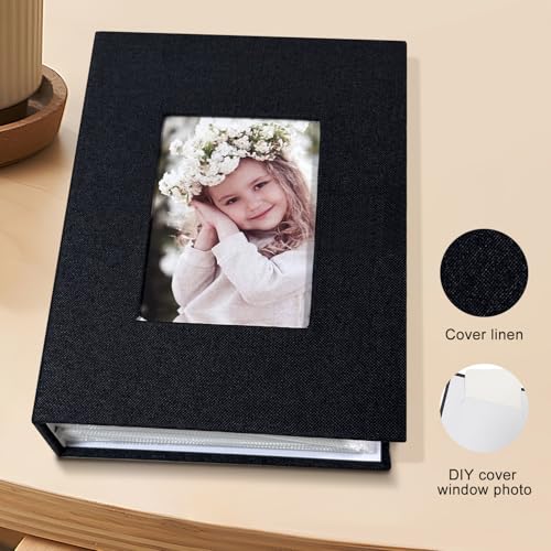 Photo Album 4x6 100 Pockets, Linen Cover Top Loader Vertical, Slip-in Picture Black Pockets Albums for Wedding, Family, Anniversary, Baby, Vacation - color: Black, size: 100 Pockets