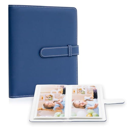 Photo Album 4x6 Photos - 68 Pockets Small Mini Capacity Premium Vegan Leather Cover Case, Portable Wallet Photo Book for Boys Girls Birthday Wedding (Dark Blue) - color: Dark Blue