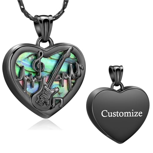 Imrsanl Guitar Pick Cremation Urn Necklace for Ashes - color: Heart-Customize