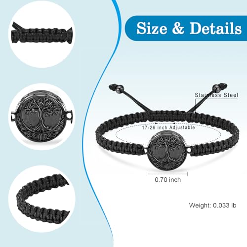 Imrsanl Tree of Life Urn Bracelet for Ashes for Women Men - color: Black