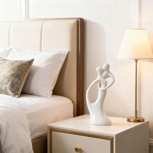 Modern Abstract Couple Statue, Kissing Lovers Sculpture Figurine Home Decor - style: Style A-White
