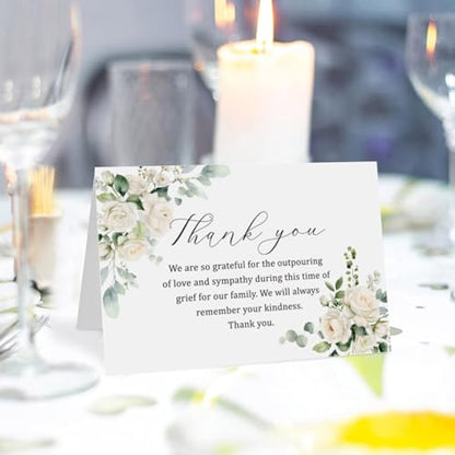 50 Funeral Thank You Cards with Envelopes, Floral Design 4×6 In | Bereavement Cards Bulk, Sympathy Cards for Funeral, Family Friends Loved Ones, Celebration of Life