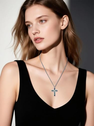 Turquoise Cross Urn Necklaces for Human Ashes 925 Sterling Silver Urn Necklaces Cremation Keepsake Memorial Pendant Necklace for Ashes for Loved One Human Pet - style: Infinity-Abalone Shell-Text