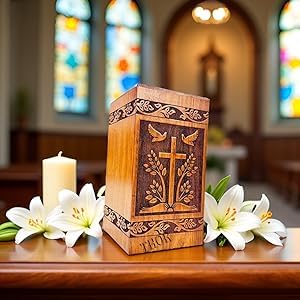 THOR INSTRUMENTS Wooden Cross Carved Adult urn bird Wood Cremation Urns Decorative Urns Rosewood Urn for Human Ashes Male and Female Handmade Urn for Large Ashes Burial Urns