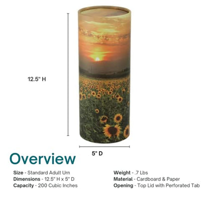 Sunflowers Scattering Tube, Biodegradable Cremation Urn for Ashes, Adult Sized Cremation Urn, 12.5 Inches High - color: Sunflowers, size: Large
