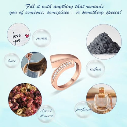 Memorial Urn Ring for Ashes Stainless Steel Cremation Jewelry for Men & Women Pet Ashes Keepsakes Holder Ring - color: Customize