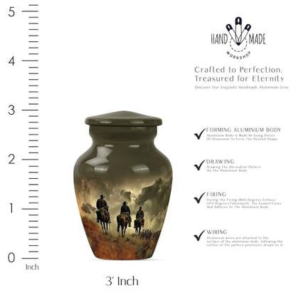 Cowboy Urn - Keepsake Urns for Human Ashes - Urn for Human Ashes - Ashes Urn - Cremation Urn for Ashes - Adult Urns for Human Ashes Men (3 inch Pack of 1) - size: #2 (Set of 1)