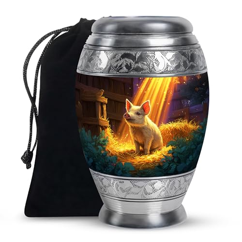 Pig Urns for Cremation Ashes Female and Male 10 Inch | Brown Urn for Human Ashes Adult Men Remains - Large Funeral Urn for Daughter and Son Remains - color: Pig-3, size: 10 Inch