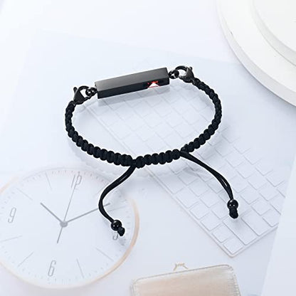 XSMZB Urn Bracelet for Ashes Stainless Steel Crystal Cube Cremation Bangle Locket Memorial Ashes Holder Keepsake for Women Men - color: Black-Red