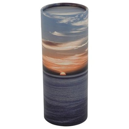 Ocean Sunset Scattering Tube - Small, Biodegradable Cremation Urn for Ashes, Small Sized Cremation Urn, 9 Inches High - size: Small