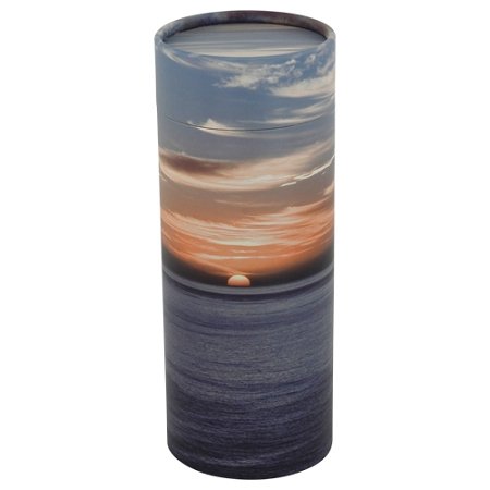 Ocean Sunset Scattering Tube - Small, Biodegradable Cremation Urn for Ashes, Small Sized Cremation Urn, 9 Inches High - size: Small
