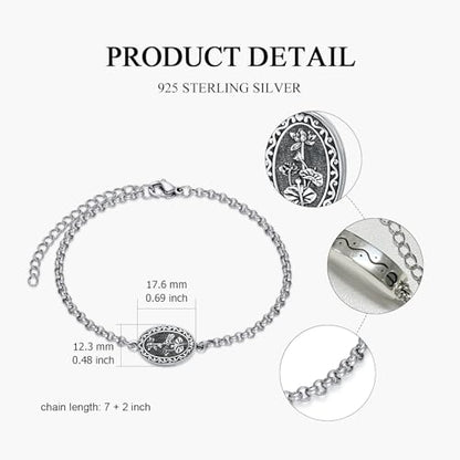 Birth Flower Urn Bracelet for Ashes for Women 925 Sterling Silver Cremation Bracelet Memorial Keepsake Jewelry for Human Ashes - style: 07-July-Lotus-Custom
