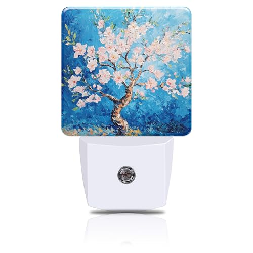 Night Light Blossoming Almond Tree Night Lights Plug into Wall Smart Dusk to Dawn Sensor 0.5W Energy Efficient Led Lamp for Men Women Bedroom Bathroom Hallway Stairway Decor - color: Blossoming Almond Tree