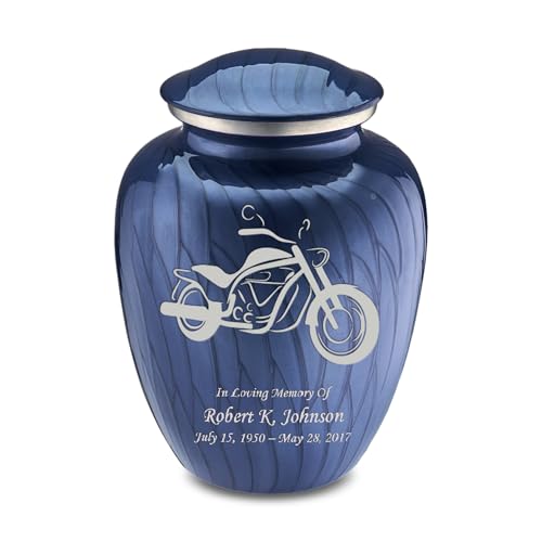 Adult Personalized Motorcycle Cremation Urns for Human Ashes I Large Pearl Cobalt Blue Funeral Urn for Men and Women I 200 lbs - color: Pearl Cobalt Blue