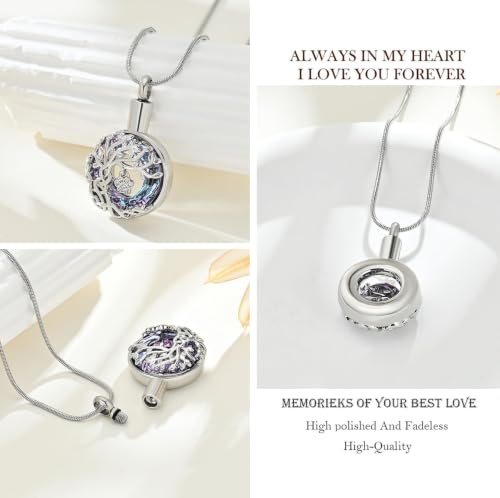 zeqingjw Pet Cremation Jewelry Tree of Life Urn Necklace for Ashes for Dog/Cat Funeral Ashes Keepsake Paw Print Urn Pendant Memorial Jewellery - color: Customize