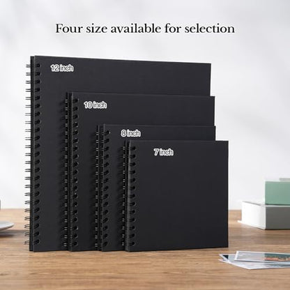 potricher 8 x 8 Inch DIY Scrapbook Album 40 Pages with Kraft Paper, Black - color: Black, size: 8 Inch 40 Pages
