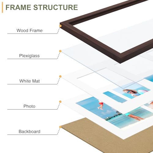 Vittanly 8x14 Collage Picture Frame, Displays 3Pcs 4x6 Pictures, Brown - color: Brown, size: 8x14