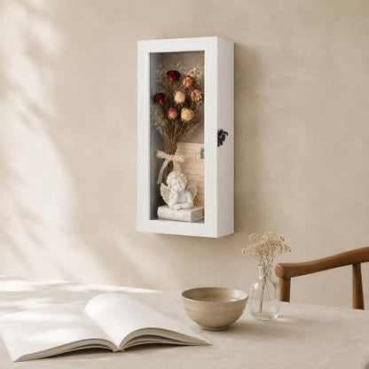 Muzilife 12.5x5 Rustic Shadow Box Pine Wood Picture Frame, 3.94 Deep, White - color: White, size: 12.5"x5"