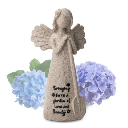 Gardening Gifts, Gardeners Gifts for Women, Friendship Gift for Gardener Friends, 5.9" Angel Resin Figurine Plant Lovers Birthday Mother's Day (Granite) - color: Gray Gardener
