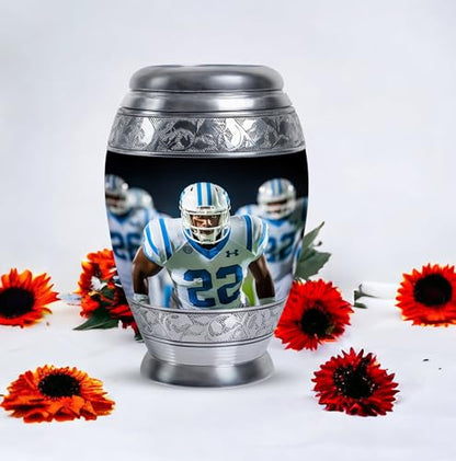 Football Player Urn for Ashes - Blue Sports Urns - Large Urns for Human Ashes Adult Man - Funeral Companion Urn for Adult Male 10 Inch | Blue Funeral Companion Urn for Adult Male, Cremation Urns 200 Cubic Inches
