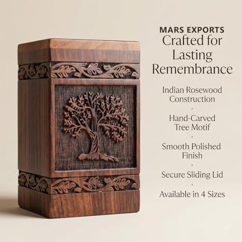 Wooden Cremation Urns Box for Human Ashes, Memorial Keepsake Boxes for Adults, Male/Female,Child, Pets Dog Cat Wood Burial Funeral Container (Tree of Life) Urn, Capacity (X-Large (250 lbs- 113kg)) - size: X-Large