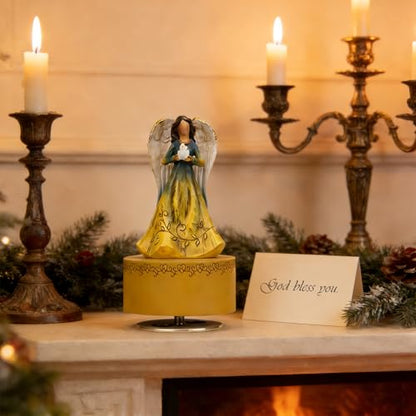 Music Box, Guardian Angel Musical Box Figurine Holding Heart, Sculpted Hand-Painted Music Boxes Figures Wind Up Angel Musical Boxes for Women Girls in Christmas Birthday Anniversary - color: Angel Figurines Dove