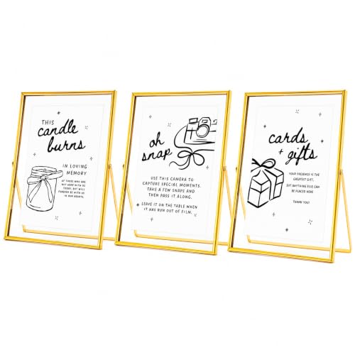 Calculs 3-Piece Wedding Sign Set, Gold 8x10 Floating Picture Frames