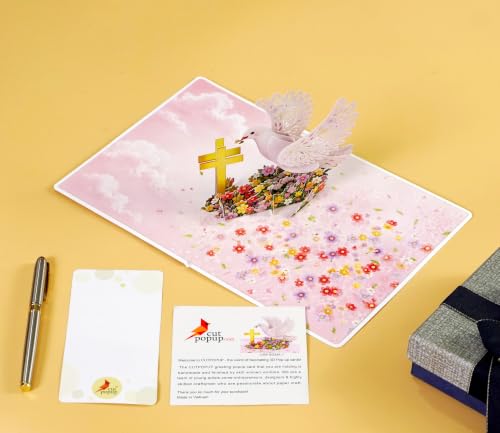 CUTPOPUP Confirmation Cards, Confirmation Greeting Cards, Religious Confirmation Cards for Girls, Boys, Grandson, Granddaughter (Girls) US8-SD294.1US - color: Pink Confirmation