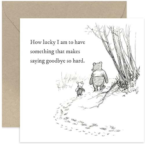 Old English Co. Winnie The Pooh Leaving Card for Him or Her - Friendship Quote from Winnie The Pooh and Piglet for Sister, Cousin, BFF - Thinking of You Sympathy Card | Blank Inside with Envelope