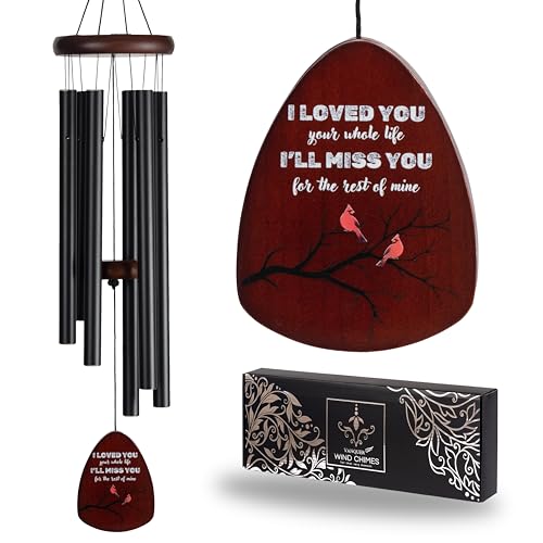 Memorial Wind Chimes for Loss of Loved One, Windchimes in Memory of a Loved One, Sympathy Gift Baskets, Bereavement Condolence Gifts, Memorial Gifts for Loss of Mom, 32" Sympathy Cardinal, Black - size: 32" Cardinal