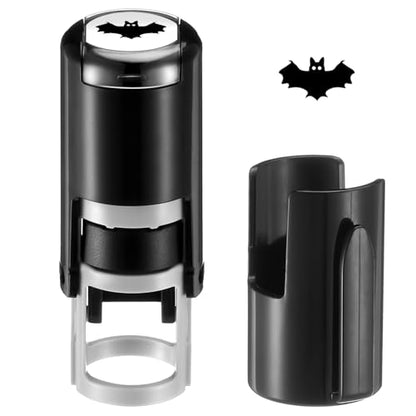 Supervitae 2 Pack Halloween Black Bat Print Stamps Ink Stamper | Mini Self Inking Stamps for Classroom Party Educational Learning Activities Craft Supplies - color: Black, style: Bat