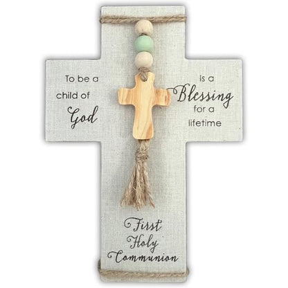 Abbey + CA Gift First Holy Communion Wall Cross, Communion Gift for Christian Boys and Girls, Easel Back, 7 1/4 Inches - color: First Communion