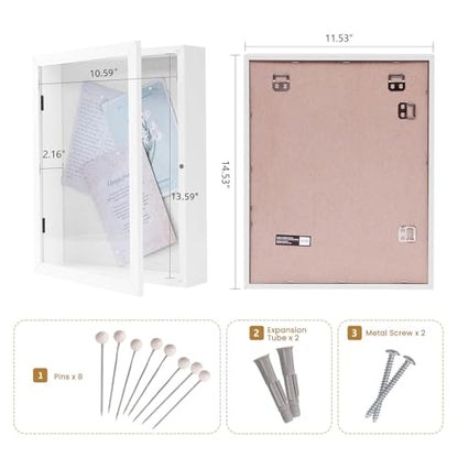 Muzilife 11x14 Shadow Box Wood Picture Frame, 2.16 Deep, Real Glass, White - color: White, size: 11x14