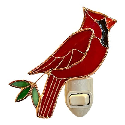 Gift Essentials Red Cardinal Plug-in Night Light - Stained Glass Nightlight | Red Cardinal Stained Glass Plug-in Nightlight with On/Off Rocker Switch. Includes One 4-Watt Replaceable Warm-Glow Bulb. - color: Cardinal