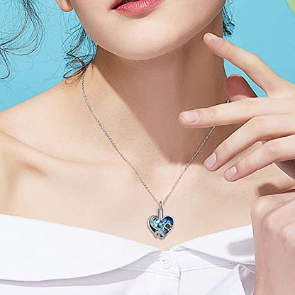 WINNICACA Silver Cremation Urn Necklaces for Ashes of Loved Ones - style: 1-Sea Turtle Crystal Necklace