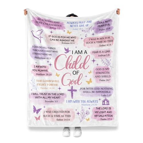 Jekeno Baptism Gifts for Daughter Son, Children’s Christian Blanket 50"x60" - color: White Christian Gifts, size: 60x50 Inch