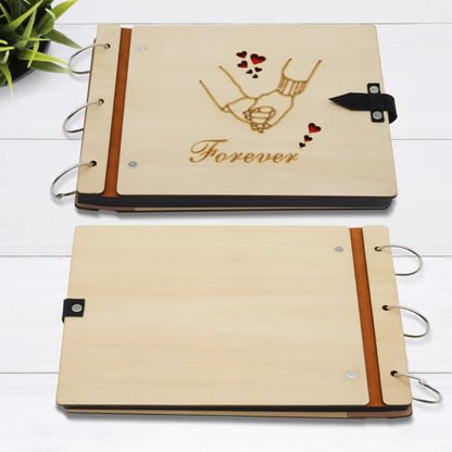 ZEEYUAN Scrapbook Couples Photo Album Love Scrapbook Memory Photo Book "Hand in Hand" Scrap Book- Valentines Day Anniversary Photo Gifts Wedding Guest Book - color: Light Wood Color